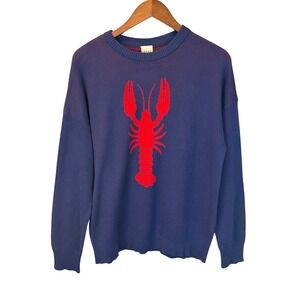 Nikka K Lobster Sweater Crewneck Size Large Navy Blue Nautical Coastal
